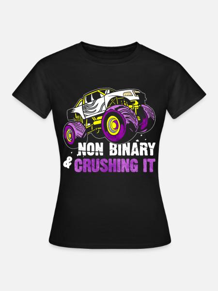 Nicht-binärer Stolz Flagge Monster Truck - Frauen T-Shirt - Schwarz