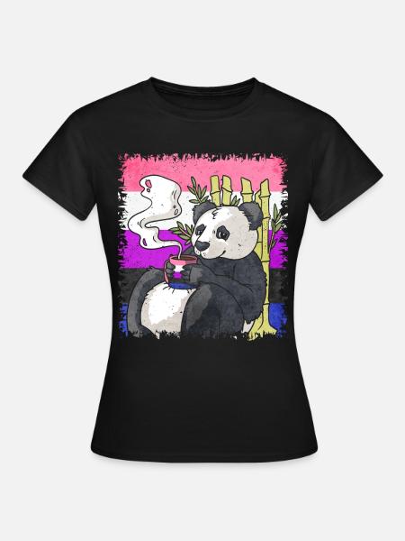 Geschlecht Fluid Stolz Flagge Panda Kaffee Sublte - Frauen T-Shirt - Schwarz