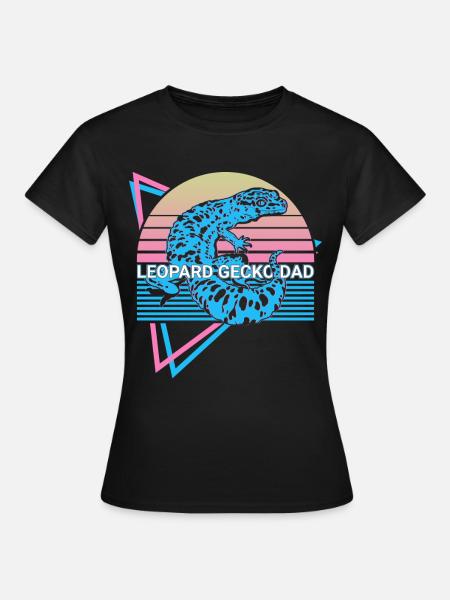 Leopard Gecko Papa Retro - Frauen T-Shirt - Schwarz