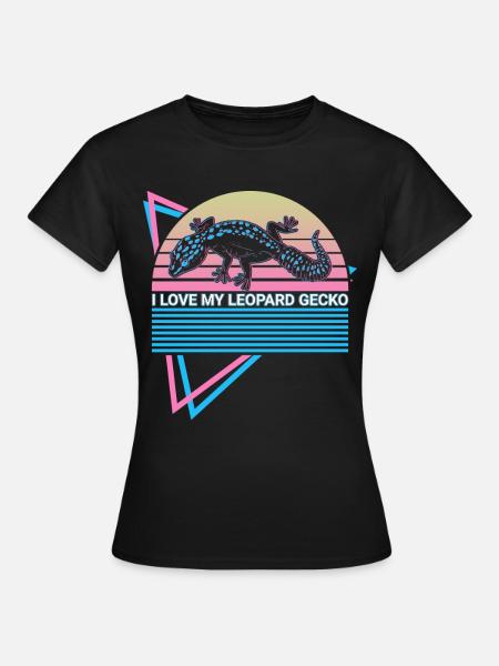 Leopard Gecko Retro - Frauen T-Shirt - Schwarz