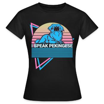 I speak Pekingese Retro - Women's T-Shirt - black - Front - AI Model Female 172 dark (172cm)