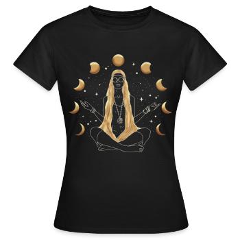 Hippie Médiation Fille Lune Phases Esthétique - T-shirt Femme - noir - Devant - AI Model Female 172 dark (172cm)