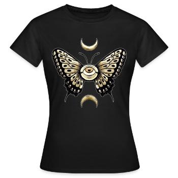 Weirdcore Aesthetic Eyeball Butterly Moon Phase - Women's T-Shirt - black - Front - AI Model Female 172 dark (172cm)