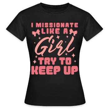 Missionnaire mormon SDJ - T-shirt Femme - noir - Devant - AI Model Female 172 dark (172cm)