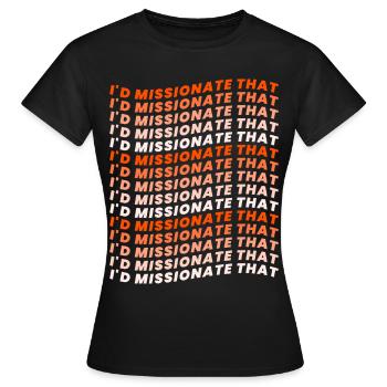 Missionnaire mormon SDJ - T-shirt Femme - noir - Devant - AI Model Female 172 dark (172cm)