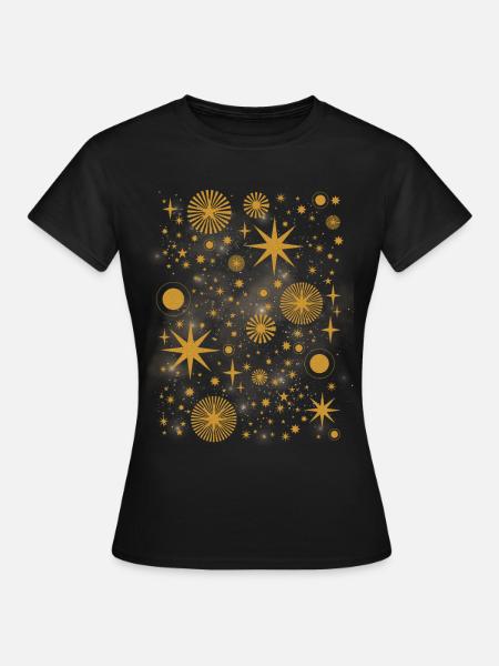 Sorcière Esthétique Céleste Vintage Croissant de Lune Soleil - T-shirt Femme - noir
