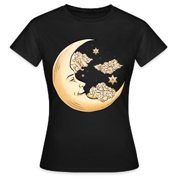 Hippie Aesthetics Celestial Crescent Bohemian - Women's T-Shirt - black - Front - AI Model Female 172 dark (172cm)