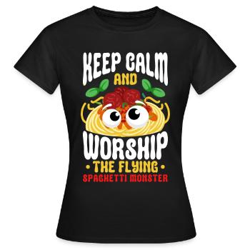 FSM Pastafarian - Frauen T-Shirt - Schwarz - Vorne - AI Model Female 172 dark (172cm)