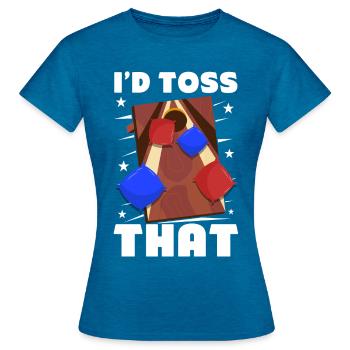Lustiges Cornhole Corn Hole - Frauen T-Shirt - Antikblaues Saphir meliert - Vorne - AI Model Female 172 dark (172cm)