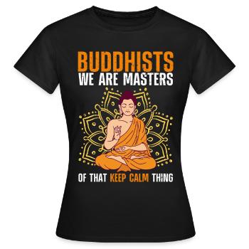 Bouddha Bouddhisme - T-shirt Femme - noir - Devant - AI Model Female 172 dark (172cm)