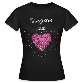 Sängerin mit Herz Musiker Musik Singen Gesang - Frauen T-Shirt - Schwarz - Vorne - AI Model Female 172 dark (172cm)