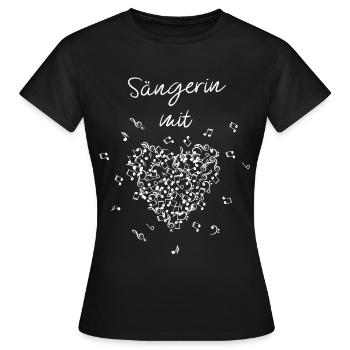 Sängerin mit Herz Musiker Singen Notenschlüssel - Frauen T-Shirt - Schwarz - Vorne - AI Model Female 172 dark (172cm)