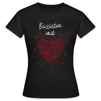 Bassistin mit Herz Bass Musikverein Musikschule - Frauen T-Shirt - Schwarz - Vorne - AI Model Female 172 dark (172cm)