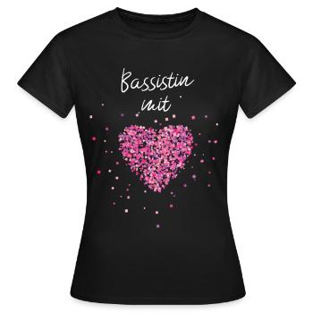 Bassistin mit Herz Bass Gitarre Musik Musikerin - Frauen T-Shirt - Schwarz - Vorne - AI Model Female 172 dark (172cm)