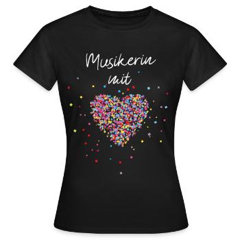 Musikerin mit Herz Musik Musikschule Musikverein - Frauen T-Shirt - Schwarz - Vorne - AI Model Female 172 dark (172cm)
