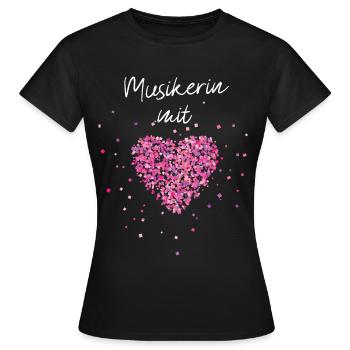 Musikerin mit Herz Musikunterricht Musiklehrerin - Frauen T-Shirt - Schwarz - Vorne - AI Model Female 172 dark (172cm)
