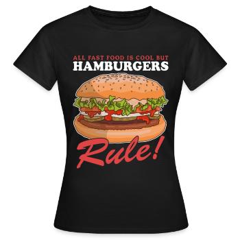 Hamburger Fast Food Burger Fast Food Cadeau - T-shirt Femme - noir - Devant - AI Model Female 172 dark (172cm)