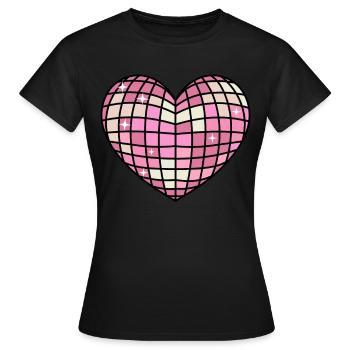 Dänische Pastell-Ästhetik Herz Disco Ball - Frauen T-Shirt - Schwarz - Vorne - AI Model Female 172 dark (172cm)