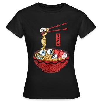 Weirdcore Aesthetic Japanese Ramen Eyeballs - Women's T-Shirt - black - Front - AI Model Female 172 dark (172cm)