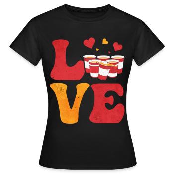 Beer Pong Drinking Game Red Mug - Women's T-Shirt - black - Front - AI Model Female 172 dark (172cm)