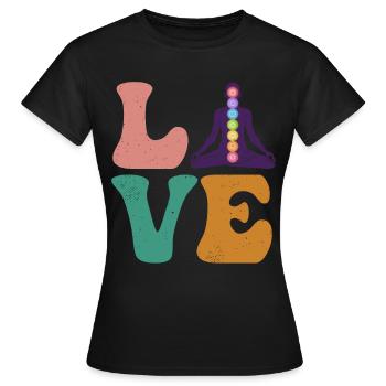 Chakra-Heiler Chakra-Heilung Reiki-Meister LIEBE - Frauen T-Shirt - Schwarz - Vorne - AI Model Female 172 dark (172cm)