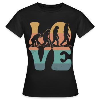 Charles Darwin Evolutionstheorie LIEBE - Frauen T-Shirt - Schwarz - Vorne - AI Model Female 172 dark (172cm)