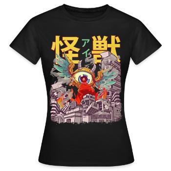 Kaiju Flying Eyeball Japanese Anime Monst - Women's T-Shirt - black - Front - AI Model Female 172 dark (172cm)
