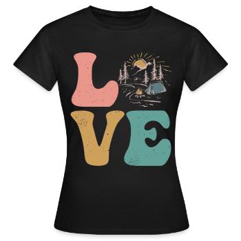 Camper Camp Camping LOVE - Frauen T-Shirt - Schwarz - Vorne - AI Model Female 172 dark (172cm)