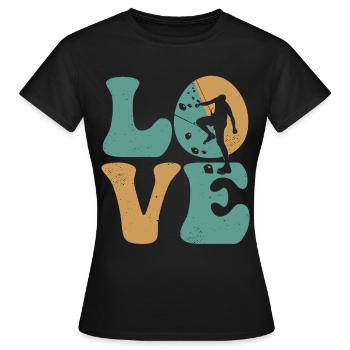 Grimpeur grimpeur de bloc LOVE - T-shirt Femme - noir - Devant - AI Model Female 172 dark (172cm)