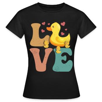 Canards Canetons AMOUR - T-shirt Femme - noir - Devant - AI Model Female 172 dark (172cm)