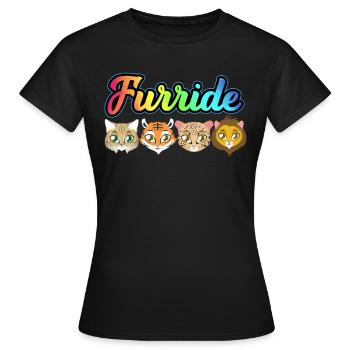 LGBTQ Furry Fandom Fursona Fursuit - Women's T-Shirt - black - Front - AI Model Female 172 dark (172cm)