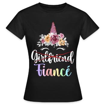 Douche nuptiale de fiançailles - T-shirt Femme - noir - Devant - AI Model Female 172 dark (172cm)