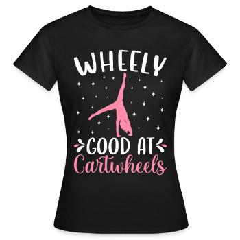 Gymnastique de la roue de charrette Cheerleading - T-shirt Femme - noir - Devant - AI Model Female 172 dark (172cm)