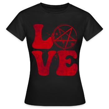 AMOUR pentagramme satanisme satanique rouge Goth - T-shirt Femme - noir - Devant - AI Model Female 172 dark (172cm)