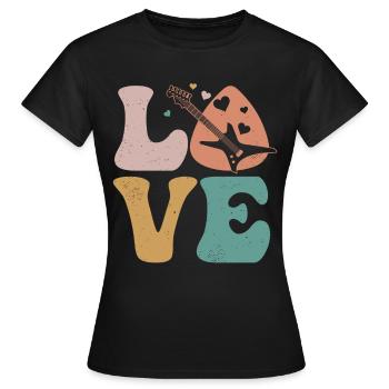 E-Gitarre Elektronische Gitarre Gitarrist - Frauen T-Shirt - Schwarz - Vorne - AI Model Female 172 dark (172cm)
