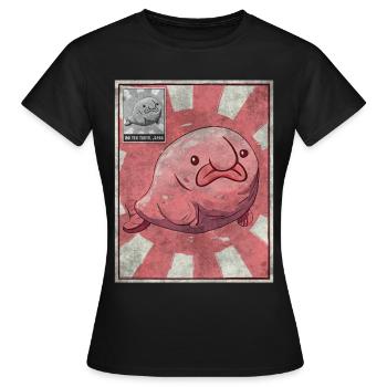 Kawaii Blobfish Affiche Japonaise - T-shirt Femme - noir - Devant - AI Model Female 172 dark (172cm)