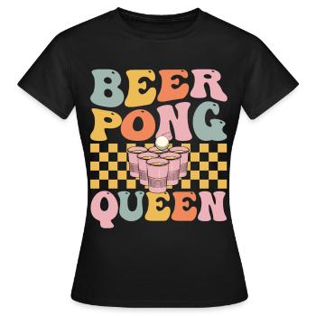 Groovy Beer Pong Girl Player Drinking Game - Women's T-Shirt - black - Front - AI Model Female 172 dark (172cm)