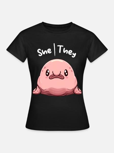 Kawaii Non Binary Queer Pronouns Blobfish Pronouns - Dame-T-shirt - sort