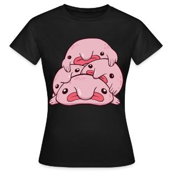 Kawaii Blobfish Haufen - Frauen T-Shirt - Schwarz - Vorne - AI Model Female 172 dark (172cm)