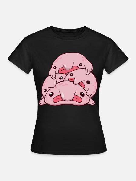 Kawaii Blobfish Haufen - Frauen T-Shirt - Schwarz
