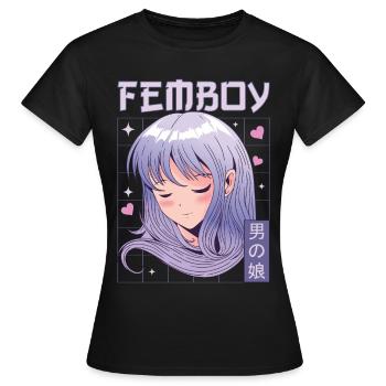 Femboy Crossdressing Crossdresser MTF Anime - Frauen T-Shirt - Schwarz - Vorne - AI Model Female 172 dark (172cm)