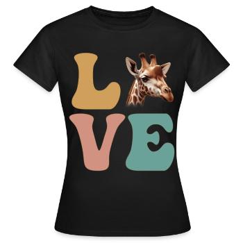 Giraffe Zoo Tierliebhaber Safari - Frauen T-Shirt - Schwarz - Vorne - AI Model Female 172 dark (172cm)