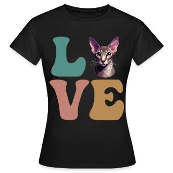 Orientalisch Kurzhaar Katze - Frauen T-Shirt - Schwarz - Vorne - AI Model Female 172 dark (172cm)