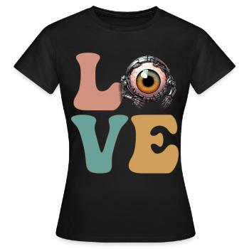 Weirdcore Robot Cyborg Cyber Eyeball Creepy - Women's T-Shirt - black - Front - AI Model Female 172 dark (172cm)