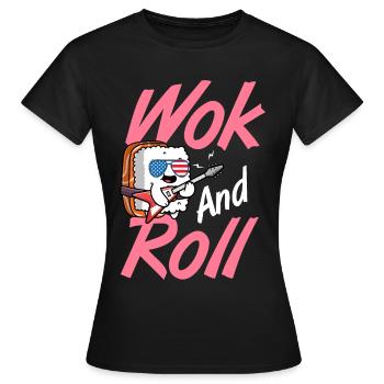 Stir Fry Noodles Chinese Cooking - Women's T-Shirt - black - Front - AI Model Female 172 dark (172cm)