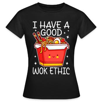 Stir Fry Noodles Chinese Cooking - Women's T-Shirt - black - Front - AI Model Female 172 dark (172cm)