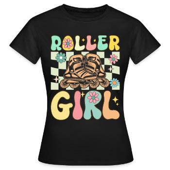 Groovy Roller Skating Fille Femme Patinage À Roulettes - T-shirt Femme - noir - Devant - AI Model Female 172 dark (172cm)