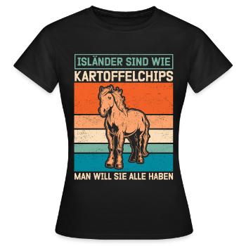 Islandpferd Isländer Isi Islandpony Geschenk - Frauen T-Shirt - Schwarz - Vorne - AI Model Female 172 dark (172cm)