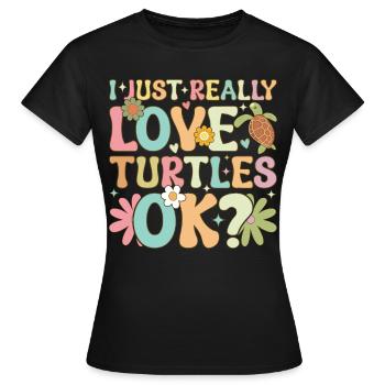 Groovy Meeresschildkröte - Frauen T-Shirt - Schwarz - Vorne - AI Model Female 172 dark (172cm)
