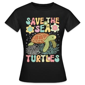 Groovy Schildkrötenliebhaber - Frauen T-Shirt - Schwarz - Vorne - AI Model Female 172 dark (172cm)